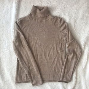 Nordstrom Beige 100% Fine Merino Wool Turtleneck Sweater